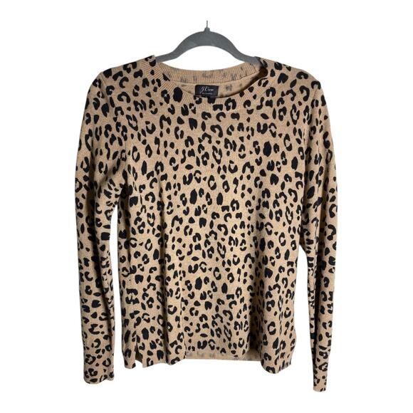 J.Crew Sweaters - J.Crew Leopard 100% Cashmere Crewneck Sweater - Small